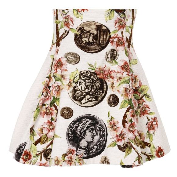 RARE Special Edition Dolce & Gabbana Cameo Coin Floral Mini Dress 40IT/S - Picture 10 of 12